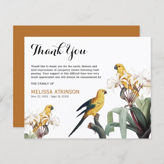 Begroting Elegant Gele vogels Funeral Dank u (Voorkant / Achterkant)