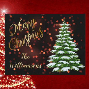Begroting Elegant Gold Black Tree Merry kerst Feestdagenkaart