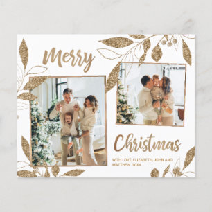 Begroting Elegant Gold Leaves 2 Fotokerstkaart