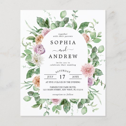 Begroting Elegant Greenery Floral Wedding Invitati (Voorkant)