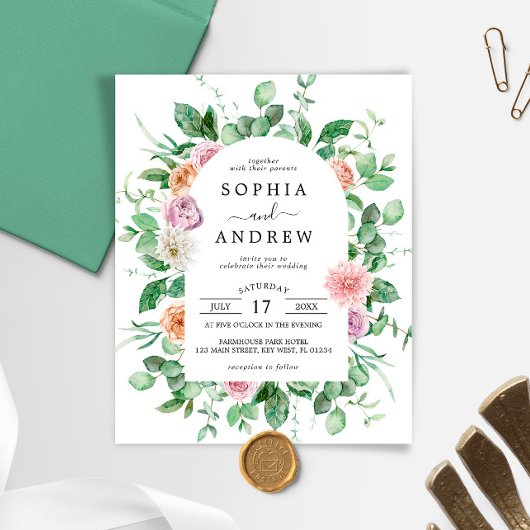 Begroting Elegant Greenery Floral Wedding Invitati