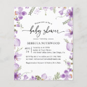 Begroting Elegant Paars Baby shower Uitnodiging (Voorkant)