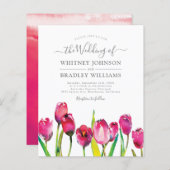 Begroting Elegant roze tulp Wedding Invitations (Voorkant / Achterkant)