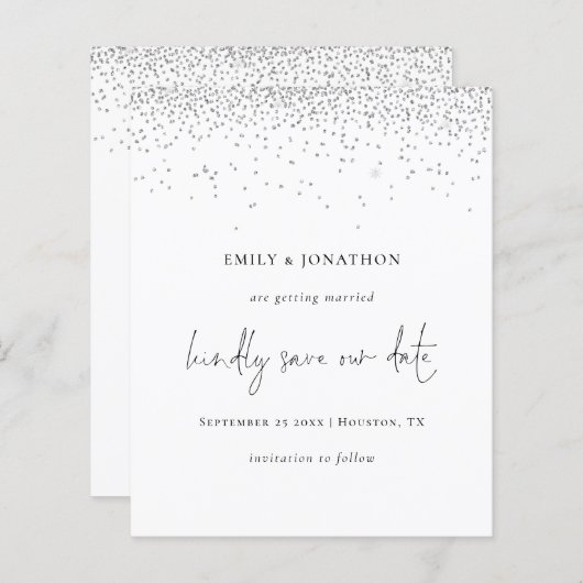 Begroting Elegant Script Silver Glitter sparen de  (Voorkant / Achterkant)