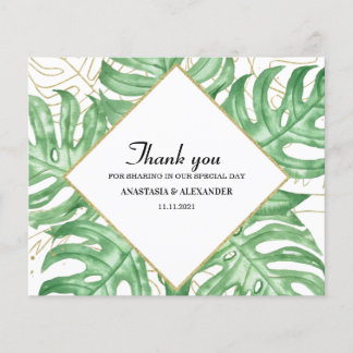 Begroting Elegant Tropical Wedding Bedankt. Flyer