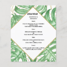 Begroting Elegant Tropical WEDDING MENU.