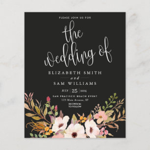 Begroting Elegant Wedding Invitation Black Floral Flyer