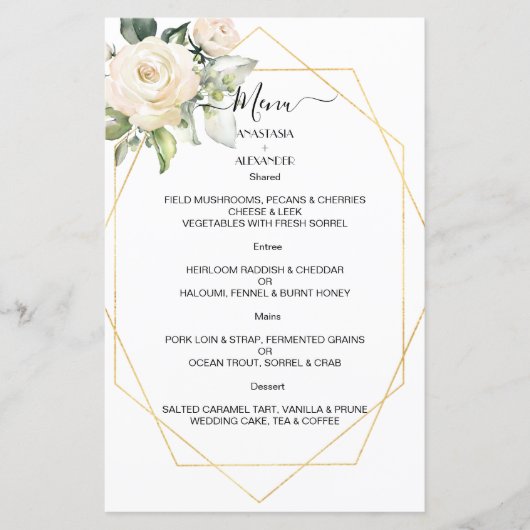 Begroting Elegant WEDDING MENU. MENU (Voorkant)