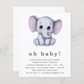 Begroting Elephant Gender Neutral Baby shower Invi (Voorkant / Achterkant)