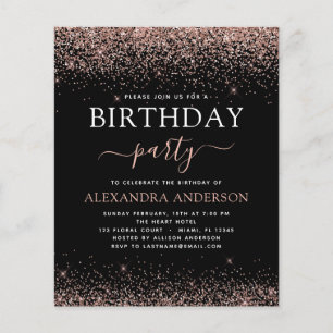 Begroting Elk Roos op jaardag Gold Pink Glitter Flyer