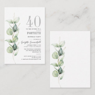 Begroting Eucalyptus 40th Birthday Party Invitatio Notitiekaartje