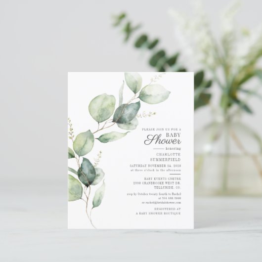 Begroting Eucalyptus Botanische Baby shower (Staand voorkant)