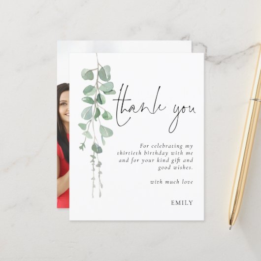 Begroting Eucalyptus Foto 30e verjaardag Dank u (Voorkant / Achterkant in situ)