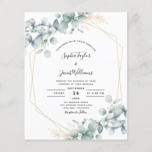 Begroting Eucalyptus Geometric Wedding Uitnodiging