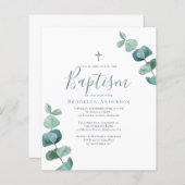 Begroting Eucalyptus Greenery Baptism Invitation (Voorkant / Achterkant)