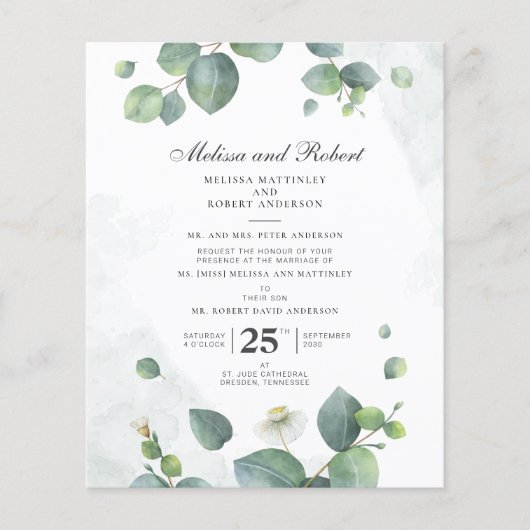 Begroting Eucalyptus Greenery Botanical Wedding (Voorkant)