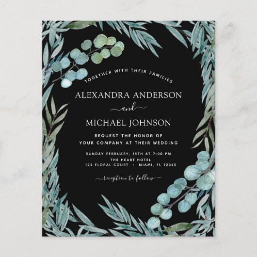 Begroting Eucalyptus Greenery Botanical Wedding Flyer (Voorkant)