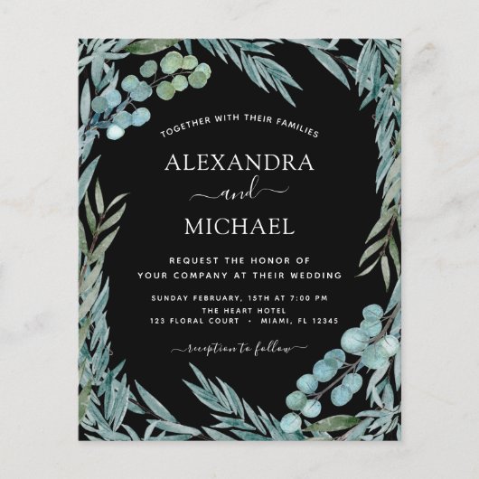 Begroting Eucalyptus Greenery Botanical Wedding Flyer (Voorkant)