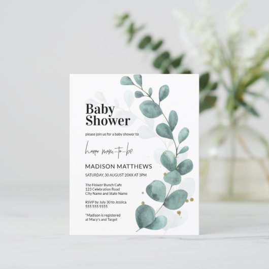 Begroting Eucalyptus Greenery botanisch Baby showe (Staand voorkant)