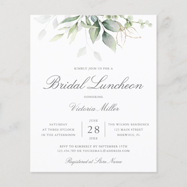 Begroting Eucalyptus Greenery Bridal Luncheon (Voorkant)