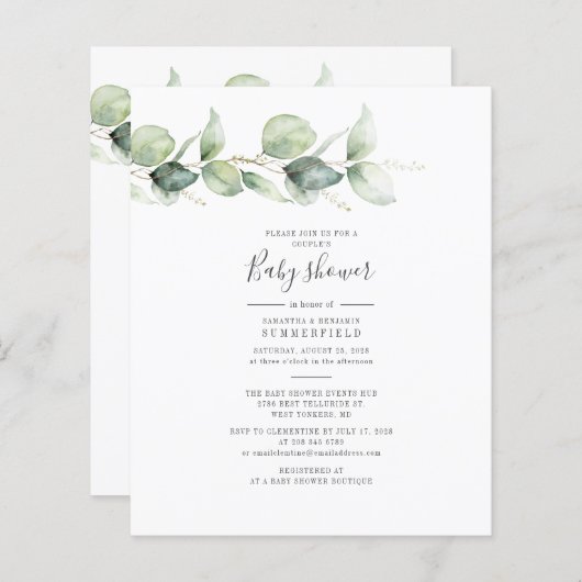 Begroting Eucalyptus Greenery Couples Baby shower (Voorkant / Achterkant)