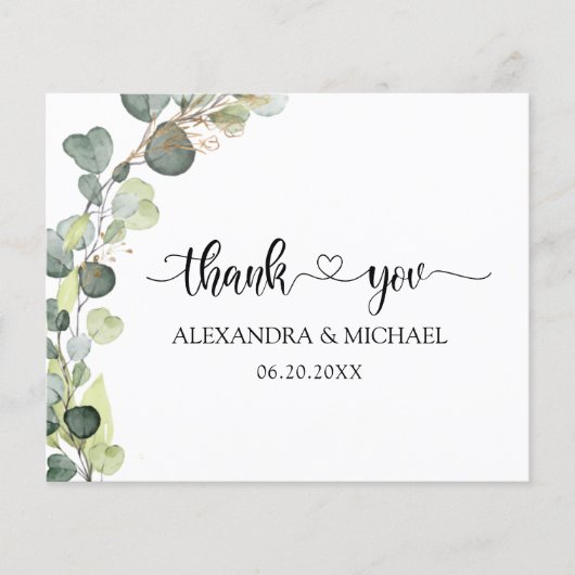 Begroting Eucalyptus Greenery Elegant Dank u (Voorkant)