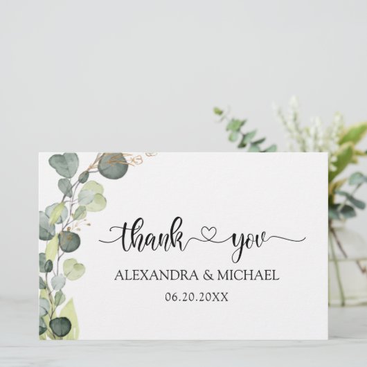 Begroting Eucalyptus Greenery Elegant Dank u (Staand voorkant)