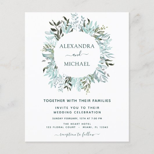 Begroting Eucalyptus Greenery Elegant Wedding Flyer (Voorkant)