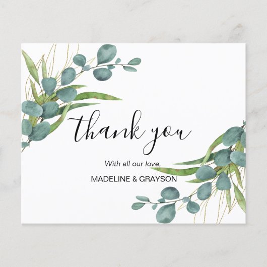 BEGROTING Eucalyptus Greenery Script Hartelijk dan (Voorkant)