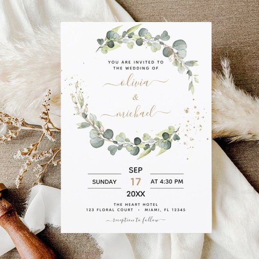 Begroting Eucalyptus Greenery Wedding Invitations Flyer