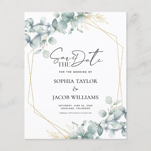 Begroting Eucalyptus Greenery Wedding Save the Dat (Voorkant)