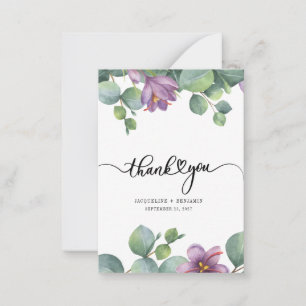 Begroting Eucalyptus Hand-Lettered Wedding Dank u Notitiekaartje
