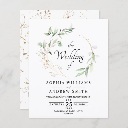 Begroting Eucalyptus Leaves & Gold Rustic Wedding (Voorkant / Achterkant)