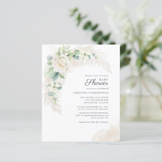 Begroting Eucalyptus Pampas Grass Girl Baby shower (Staand voorkant)