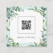 Begroting Eucalyptus QR Code Boho Weddenschap Vierkante Visitekaartje (Voorkant)