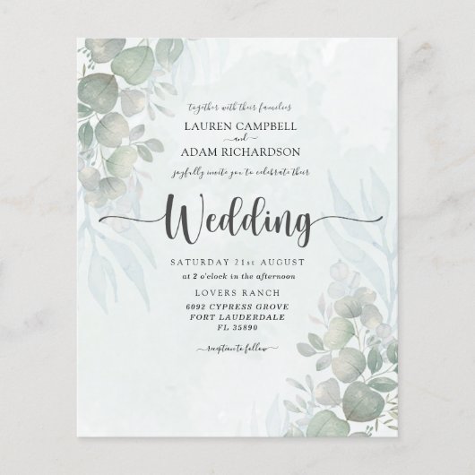 Begroting Eucalyptus Sage Green Weddenschap (Voorkant)