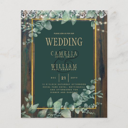 BEGROTING Eucalyptus WEDDING Rustige Lace QR CODE  Flyer (Voorkant)