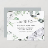 Begroting Eucalyptus White Floral Save the Date (Voorkant / Achterkant)