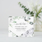 Begroting Eucalyptus White Floral Save the Date (Staand voorkant)