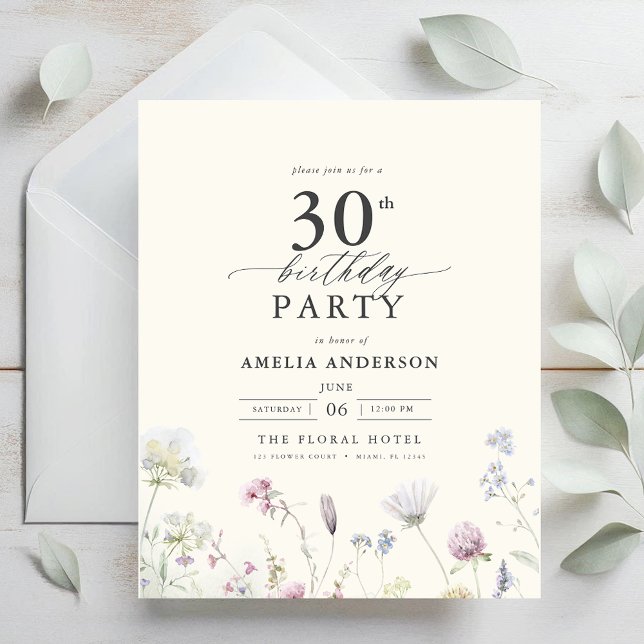 Begroting Floral 30th Birthday Invitation (Creator heeft geüpload)