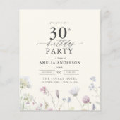 Begroting Floral 30th Birthday Invitation Flyer (Voorkant)