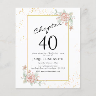 Begroting Floral 40th Birthday Invitation Flyer