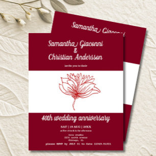 Begroting Floral 40th Wedding Jubileum Uitnodiging