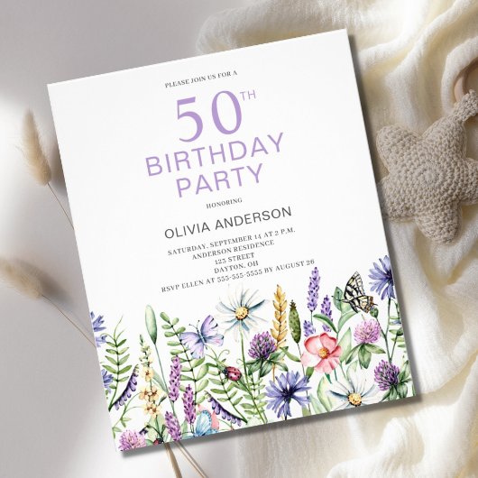 Begroting Floral 50th Birthday Invitation Flyer