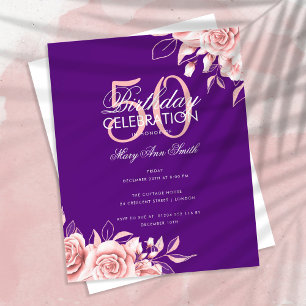 Begroting Floral Birthday Roos Gold & Paars Flyer