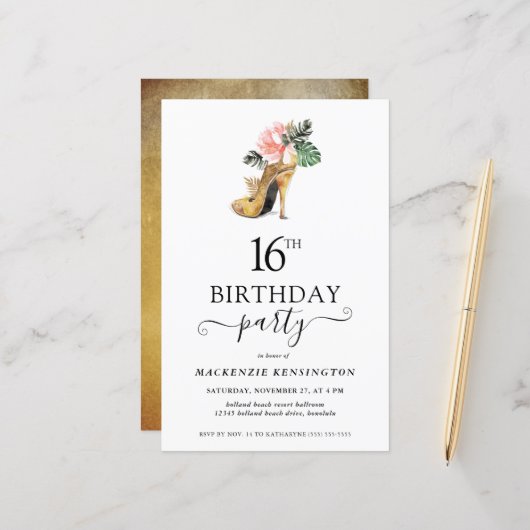 Begroting - Floral Gold High Heels 16e verjaardag (Voorkant / Achterkant in situ)