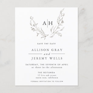 Begroting Floral Monogram Opslaan DAte