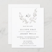 Begroting Floral Monogram Opslaan DAte (Voorkant / Achterkant)