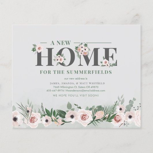 Begroting Floral New Home Address Moving Announge (Voorkant)