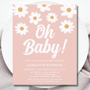 Begroting Floral Pink Baby shower Uitnodiging